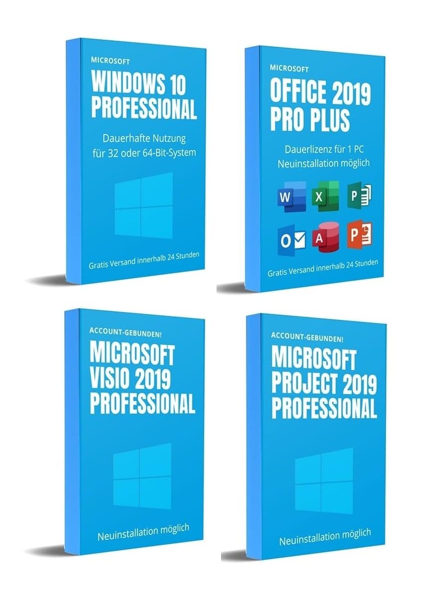 Windows 10 PRO inkl. Office 2019 Pro Plus und Visio bzw. Project 2019